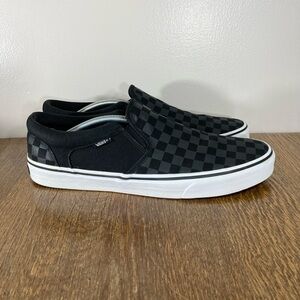 Vans Classic Black Checkerboard Canvas Slip On Men’s Size 13